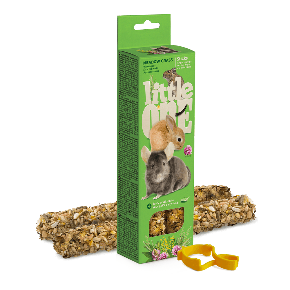 LITTLE ONE Sticks With Meadow Grass For Guineea Pigs, Rabbits, Degus & Chinchillas (2 x 55gr)