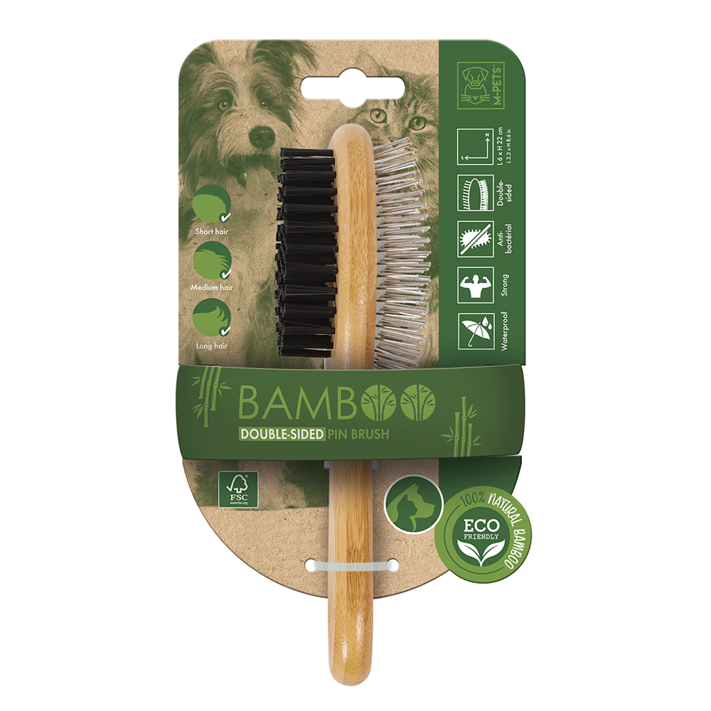 M-PETS Bamboo Double Sided Pin Brush