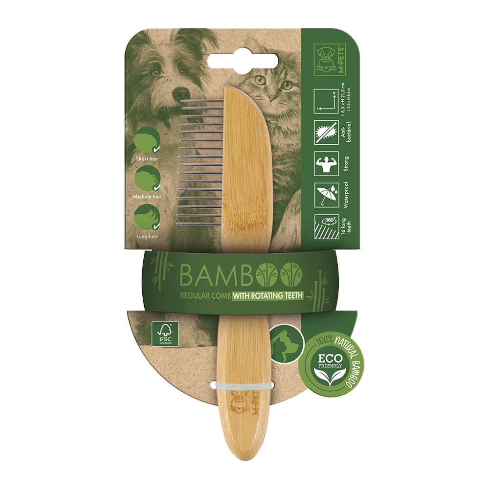 M-PETS Bamboo Regular Comb 16 Teeth