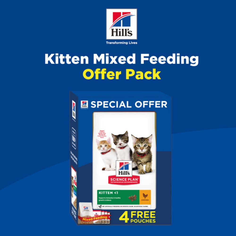 SPECIAL OFFER BOX HILL'S Science Plan Kitten Dry Food With Chicken(1.5 kgs) + 4 Ocean Fish Pouches FREE