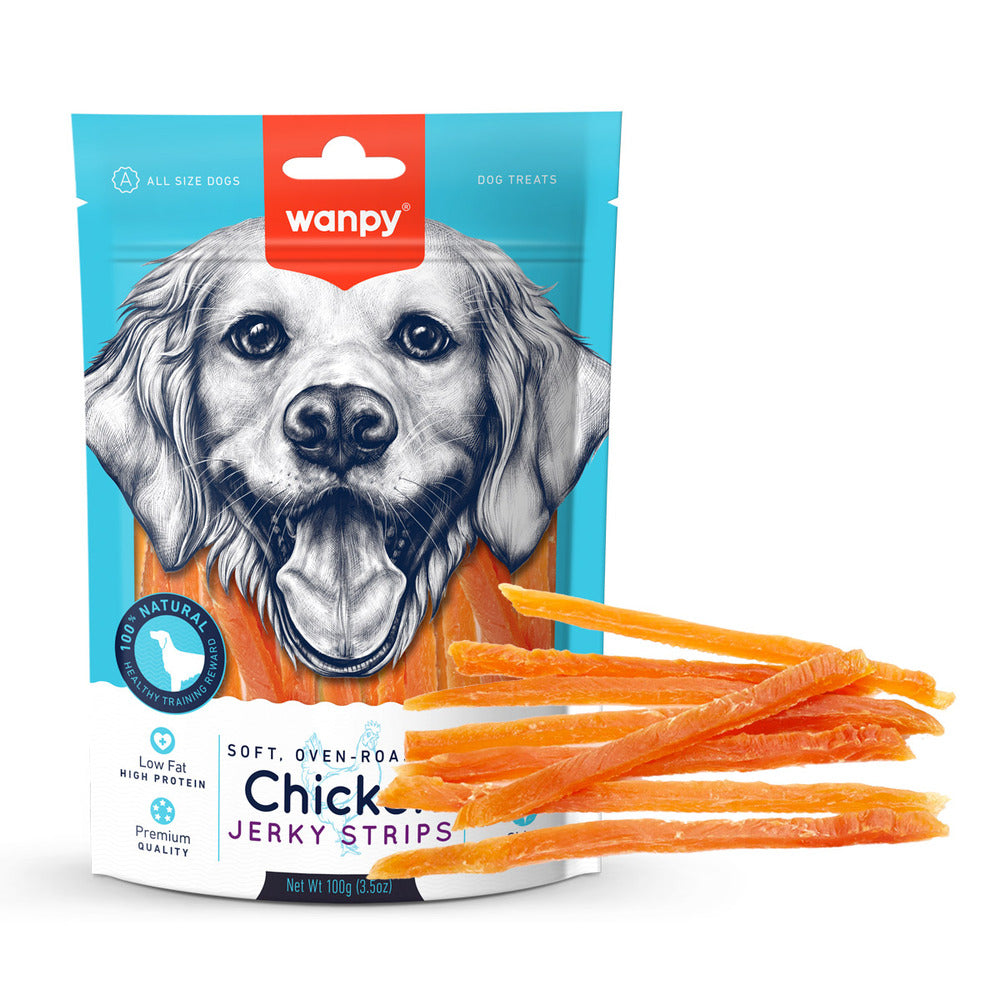 WANPY Soft Jerky Strips Dog Treats (Various Flavours 100 gr)