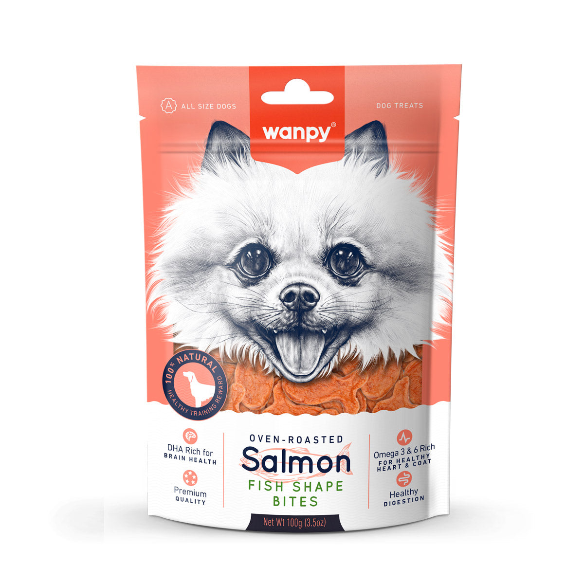 WANPY Salmon Fish Shape Bites Dog Treats (100gr)