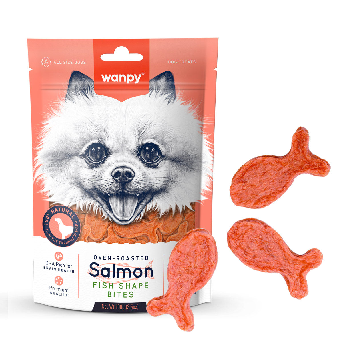 WANPY Salmon Fish Shape Bites Dog Treats (100gr)