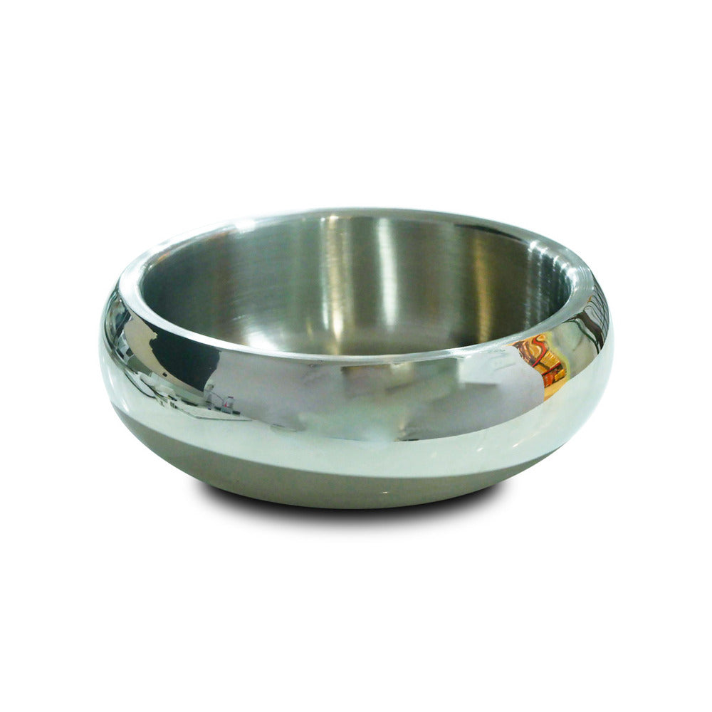 MAU Double Wall Stainless Steel Belly Shaped Bowl (Silver Color)