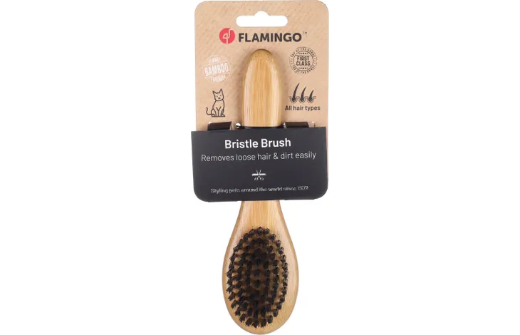 FLAMINGO Bamboo Bristle Brush For Cat ( Small)