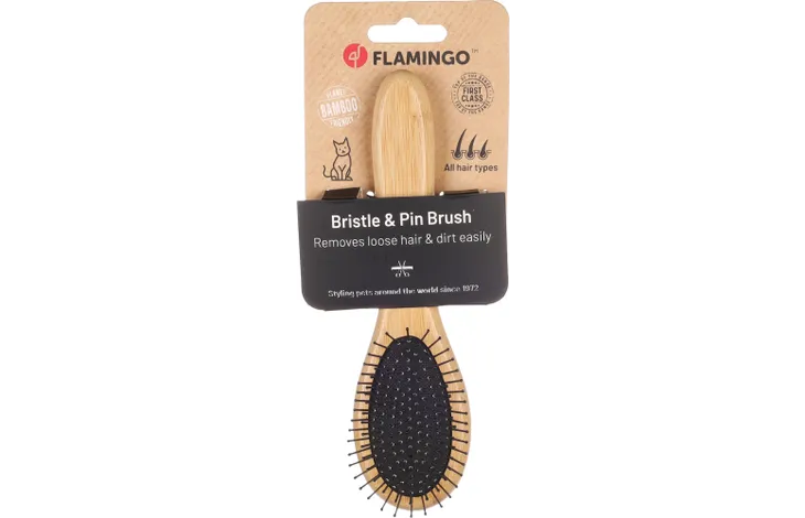 FLAMINGO Bamboo Bristle & Pin Brush For Cat ( Small)