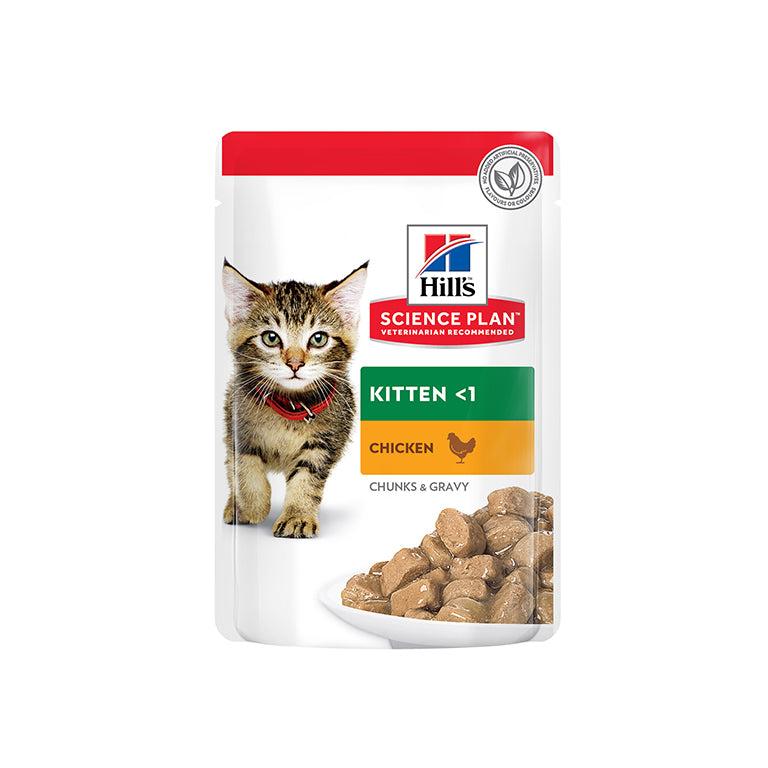 HILL'S Science Plan Kitten Tender Chunks Chicken In Gravy (12x85gr Pouches)