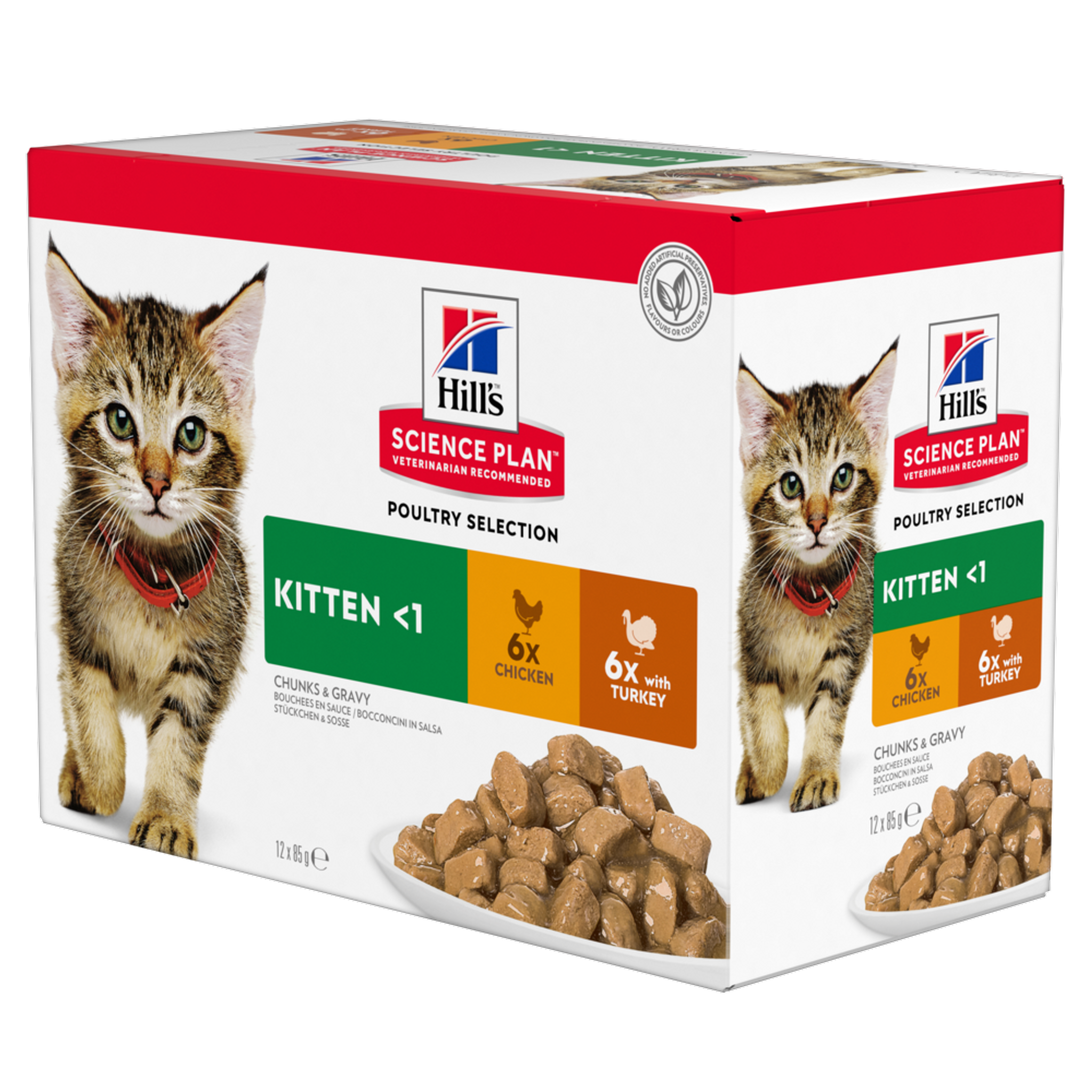 HILL'S Science Plan Multipack Kitten Wet Food Chicken & Turkey In Gravy (12x85gr Pouches)
