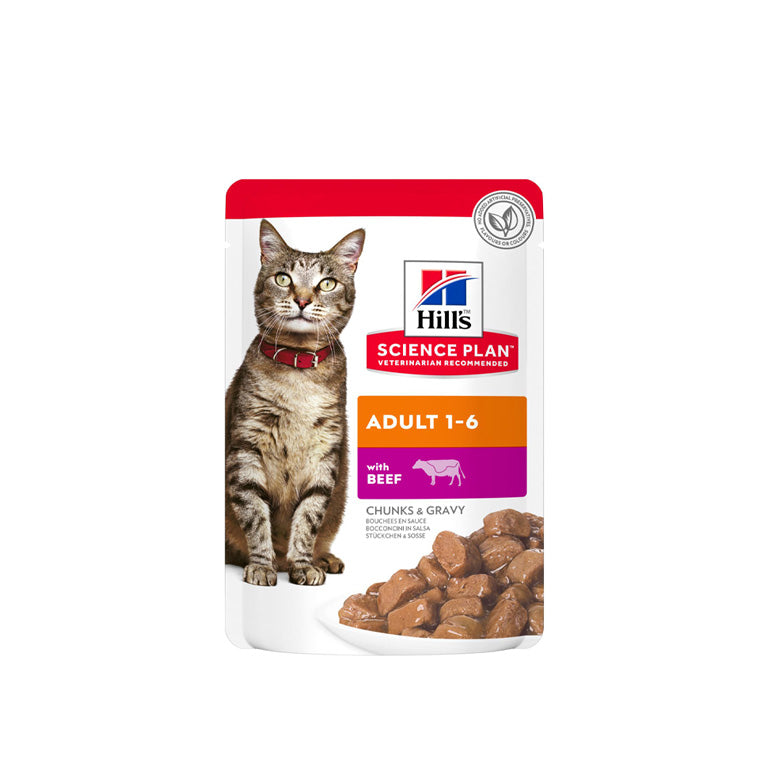 HILL'S Science Plan Adult Cat Wet Food Beef In Gravy (12x85gr Pouches)