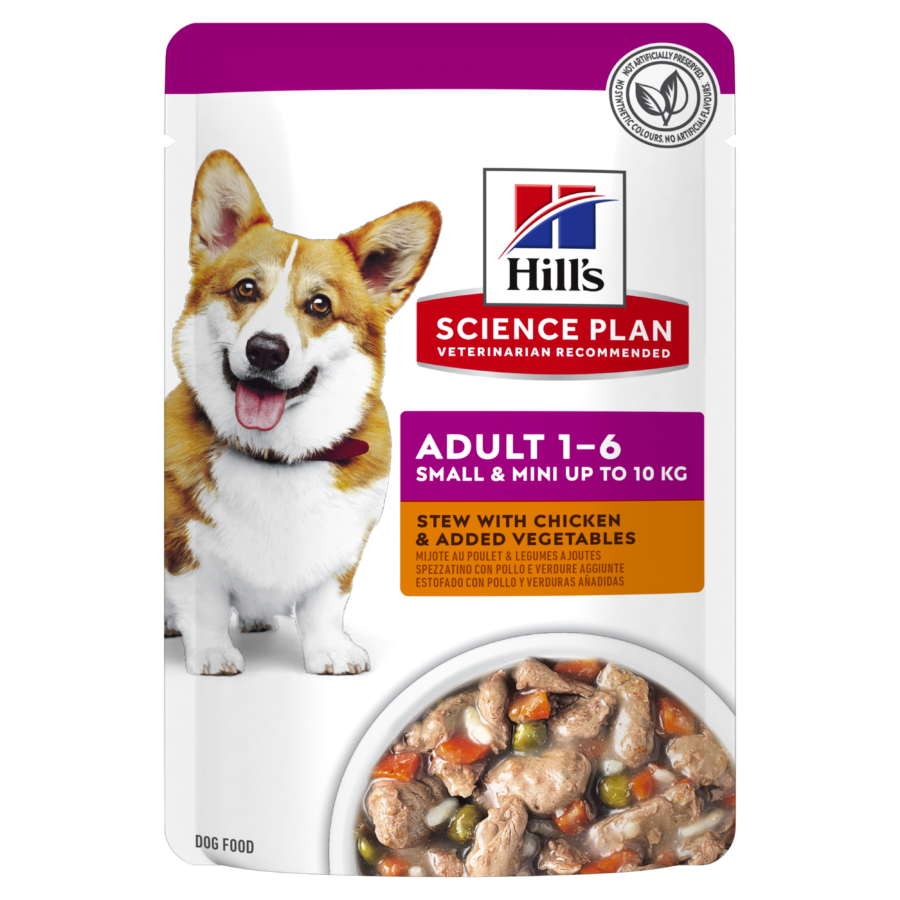 HILL'S Science Plan Adult Small & Mini Dog Stew With Chicken & Veggies (12x80gr Pouches) Exp:Sept 2023
