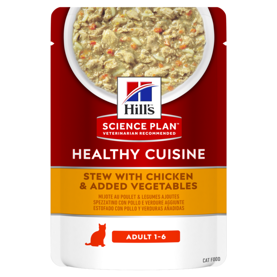 HILL'S Science Plan Healthy Cuisine Adult Cat Wet Food Stew Chicken & Veggies (12x85gr Pouches)