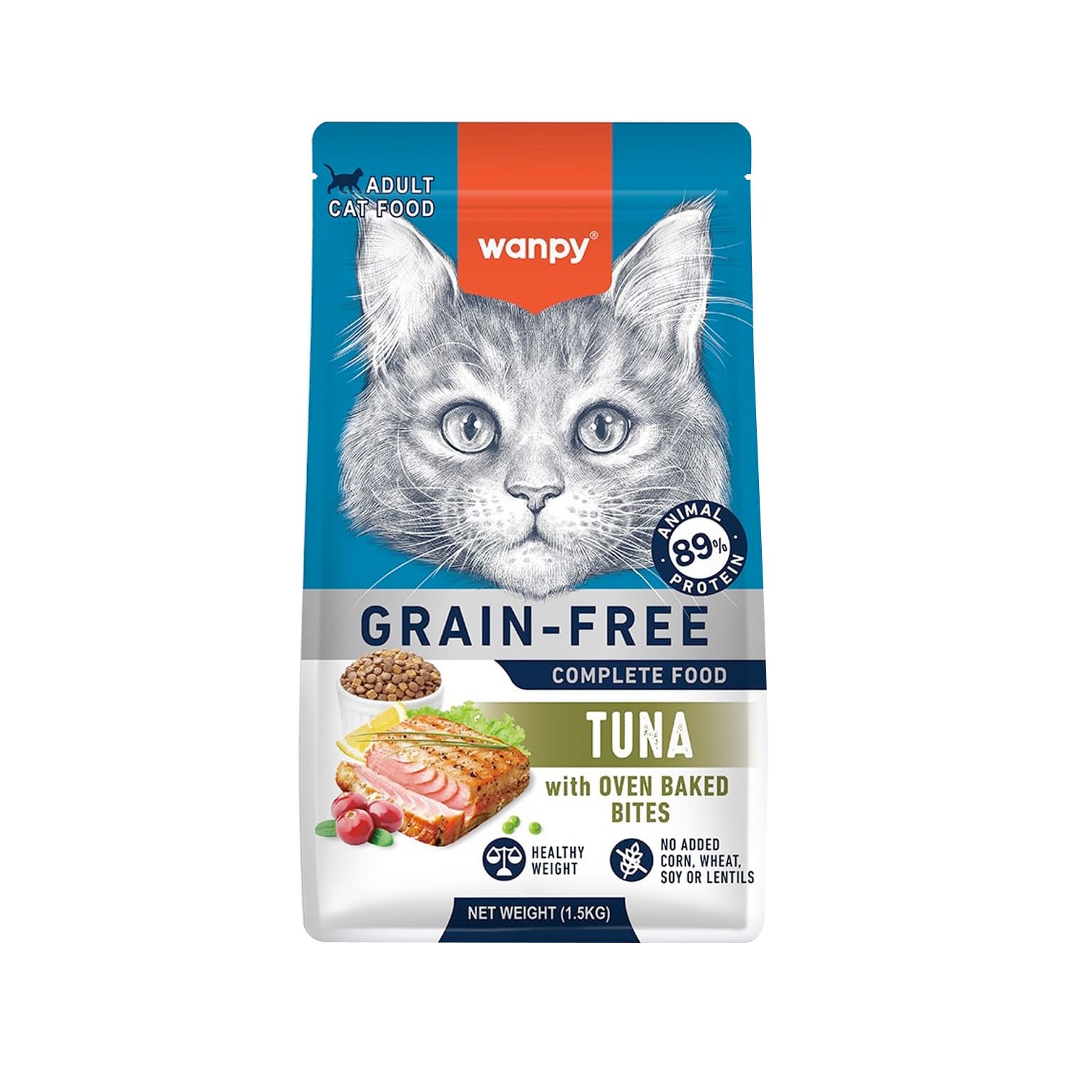 WANPY Grain Free Dry Food With Oven Baked Bites For Adult Cats (Tuna)