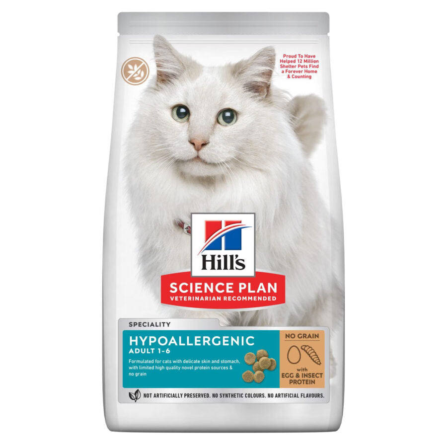 HILL'S Science Plan Hypoallergenic Grain Free Adult Cat Dry Food With Egg & Insect Protein(1.5kgs) Exp:Sept 2024
