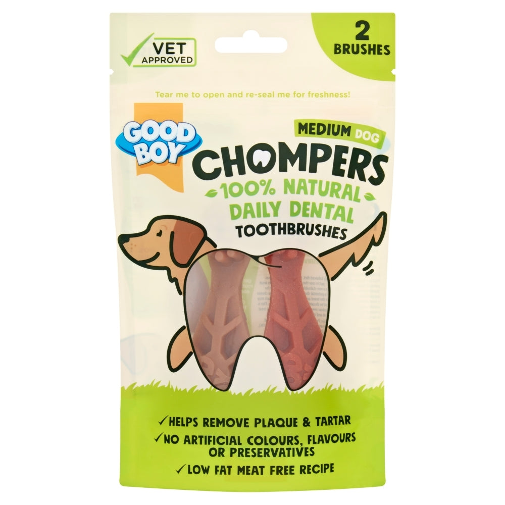 GOOD BOY Chompers Dental Toothbrush Medium (2pcs)