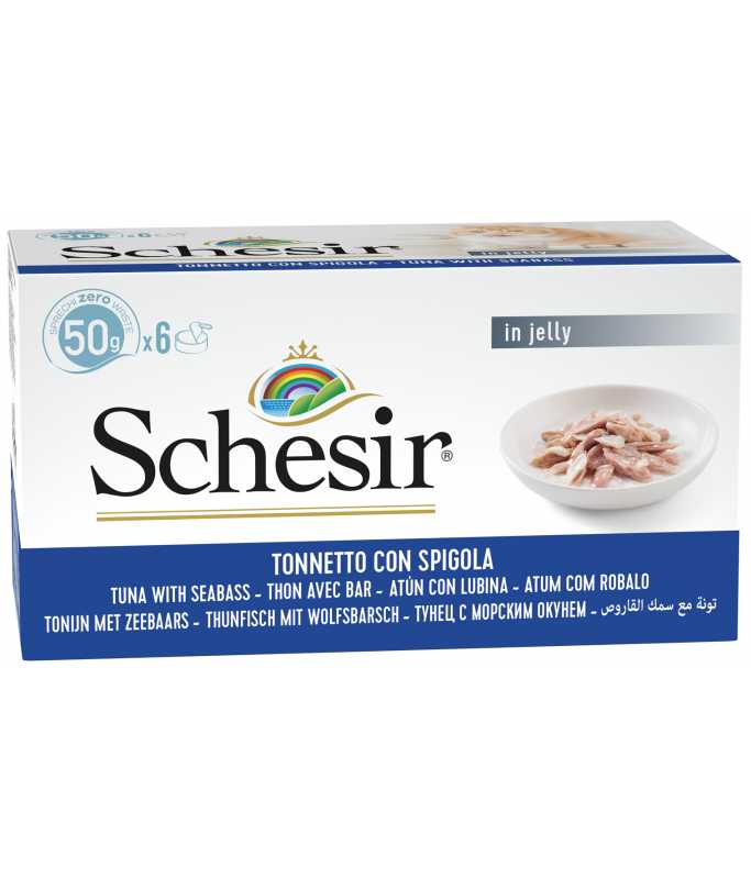 SCHESIR Wet Cat Food In Jelly Multipack Various Flavours (6x50gr Tins)