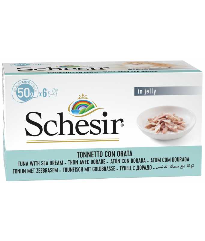 SCHESIR Wet Cat Food In Jelly Multipack Various Flavours (6x50gr Tins)