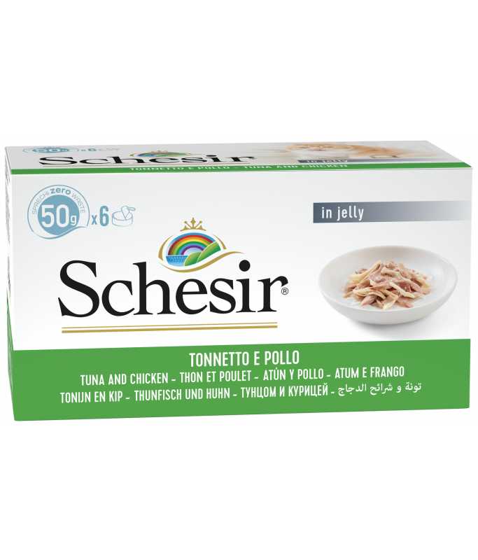 SCHESIR Wet Cat Food In Jelly Multipack Various Flavours (6x50gr Tins)