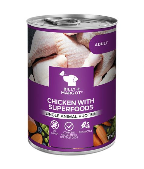 BILLY+MARGOT Dog Adult Chicken with Superfoods Can (395gr Can)