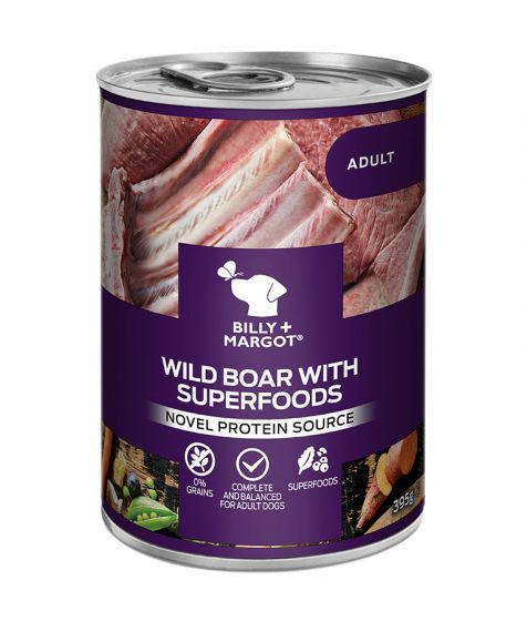 BILLY+MARGOT Dog Adult Boar with Superfoods Can (395gr Can)