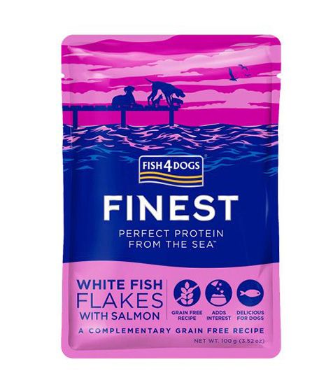 FISH4DOGS White Fish Flakes with Salmon (100gr Pouch)