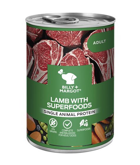 BILLY+MARGOT Dog Adult Lamb with Superfoods Can (395gr Can)