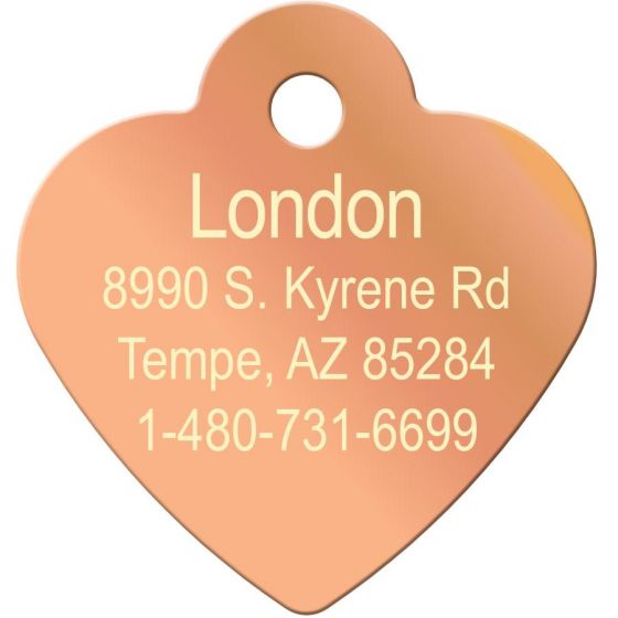 ID TAG - Rose Gold Plated Brass Heart with Crystal (Small)