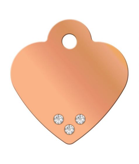 ID TAG - Rose Gold Plated Brass Heart with Crystal (Small)