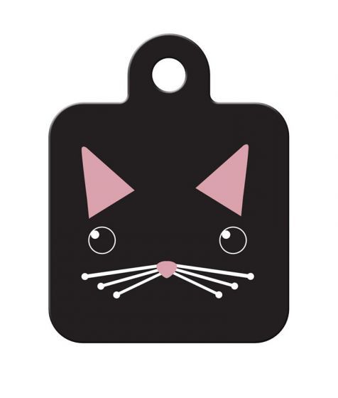 ID TAG - Cat Face Black Small Square