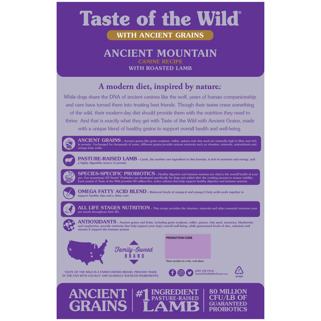 TASTE OF THE WILD Ancient Mountain Canine Recipe