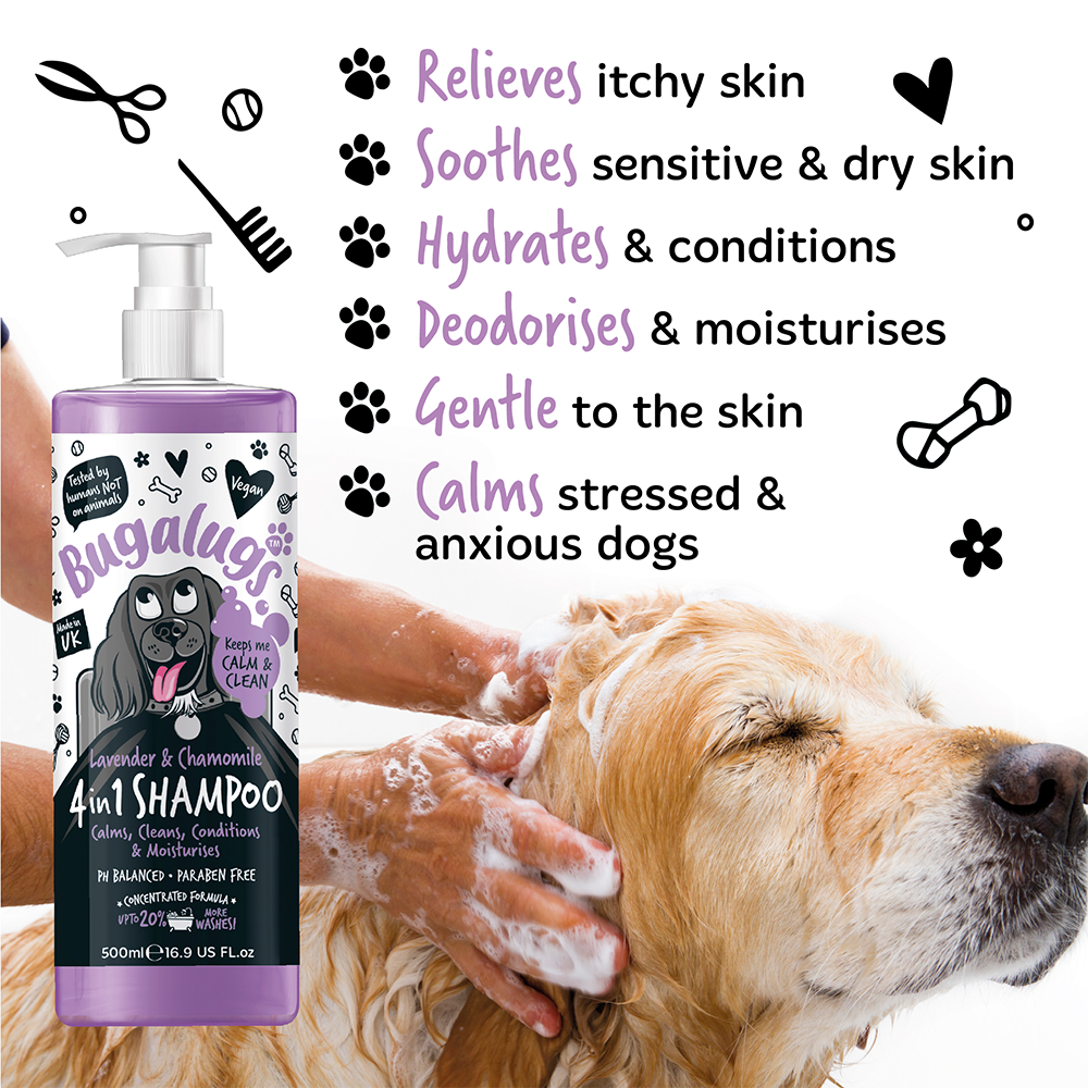 BUGALUGS Lavender & Chamomile 4 in 1 Dog Shampoo (500ml)