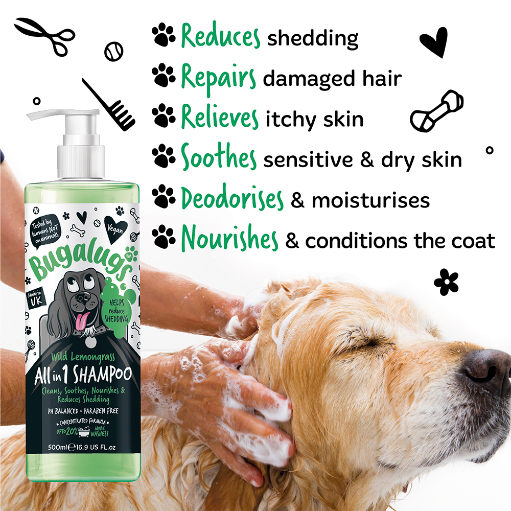 BUGALUGS Wild Lemongrass All in 1 Dog Shampoo (500ml)