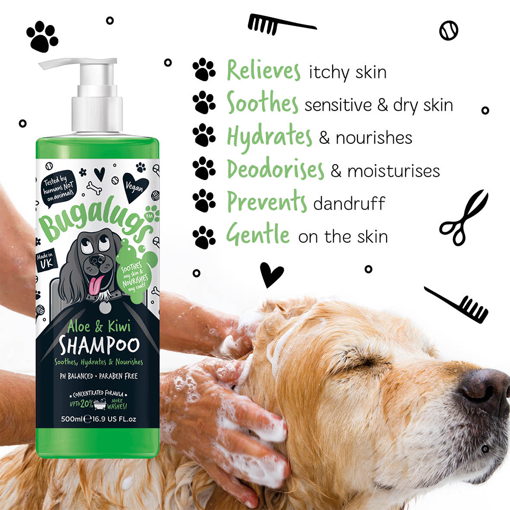 BUGALUGS Aloe & Kiwi Soothing Dog Shampoo (500ml)
