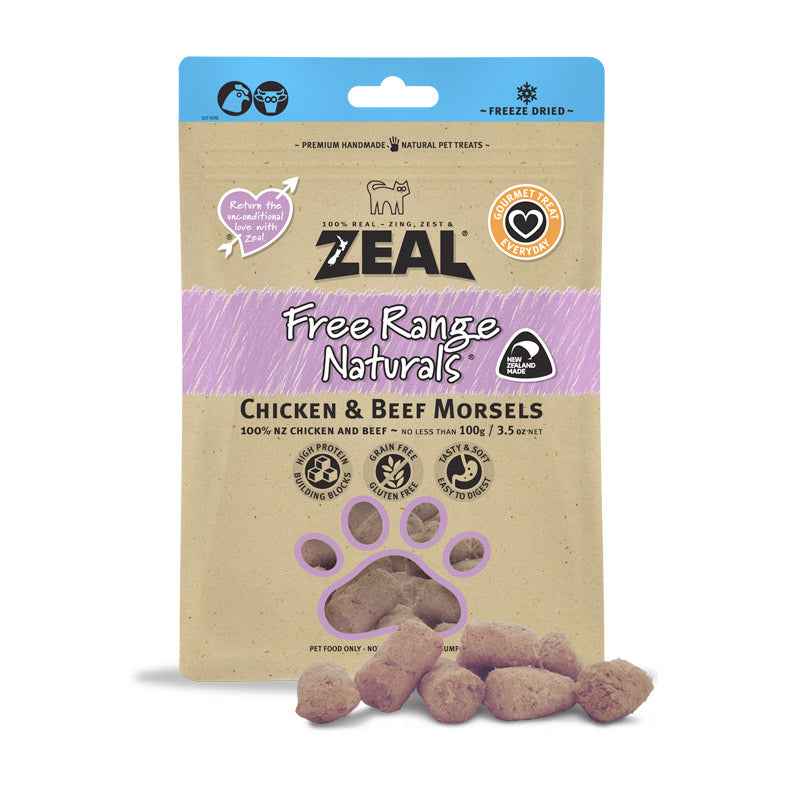 ZEAL Dried Chicken & Beef Morsels Cat Treats 100gr