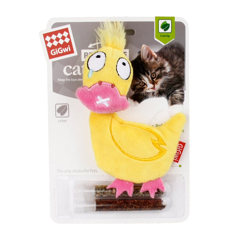 GIGWI Duck with Changeable Catnip Bag & Silvervine Stick