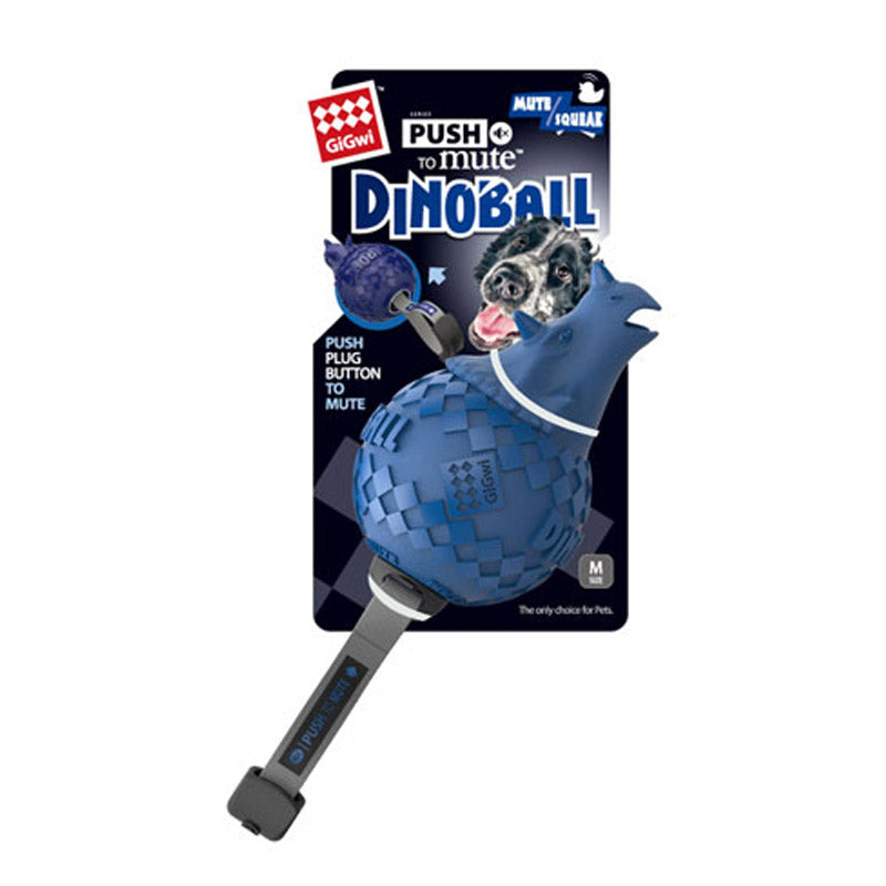 GIGWI Dinoball 'Push to Mute' (Light Blue Triceratops)