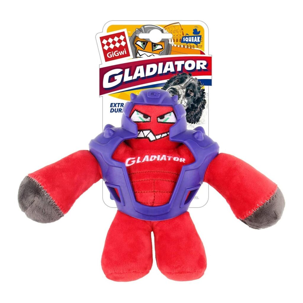 GIGWI Red Gladiator Plush TPR with Squeaker (Medium)