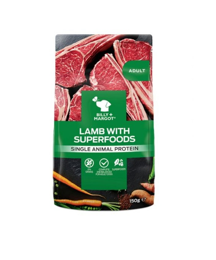 BILLY+MARGOT Dog Adult Lamb with Superfoods (150gr Pouch)
