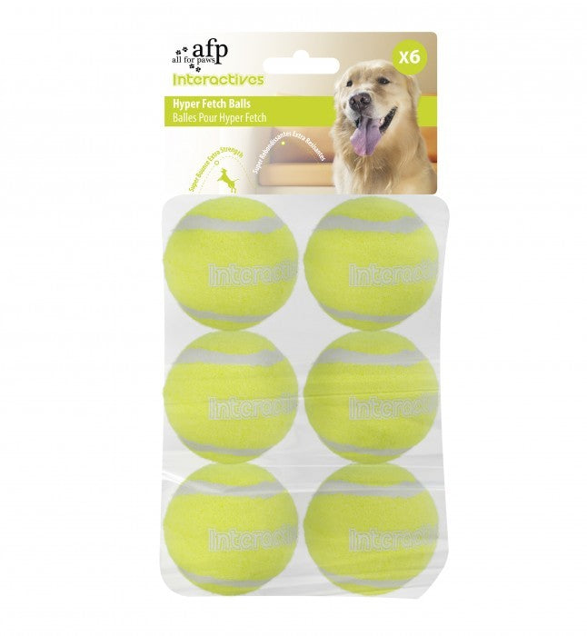 ALL FOR PAWS Interactive Hyper Fetch Tennis Balls (6 pcs)