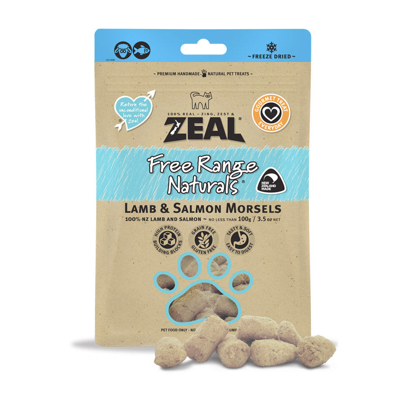 ZEAL Dried Lamb & Salmon Morsels Cat Treats 100gr