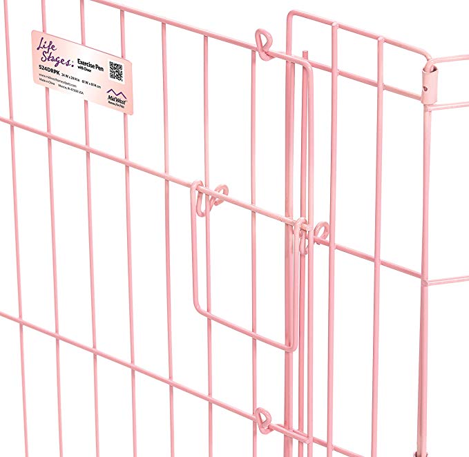 MIDWEST Pink Exercise Pen with Door 24