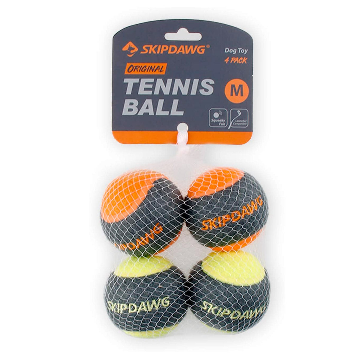 SKIPDAWG Squeaky Tennis Balls (Pack of 4)