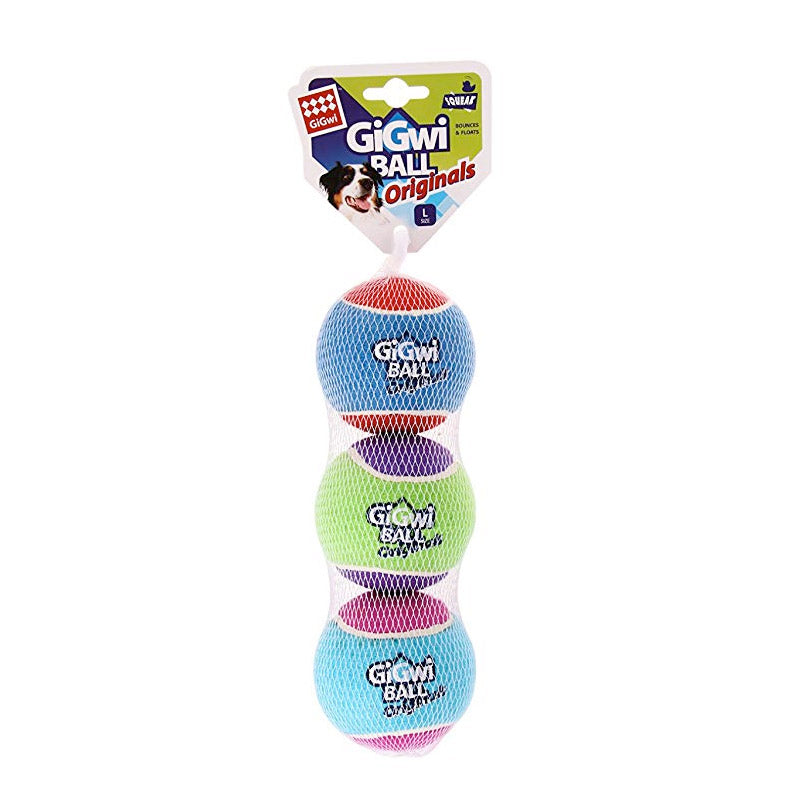 GIGWI Tennis Ball Different Colors 3pcs (Large)