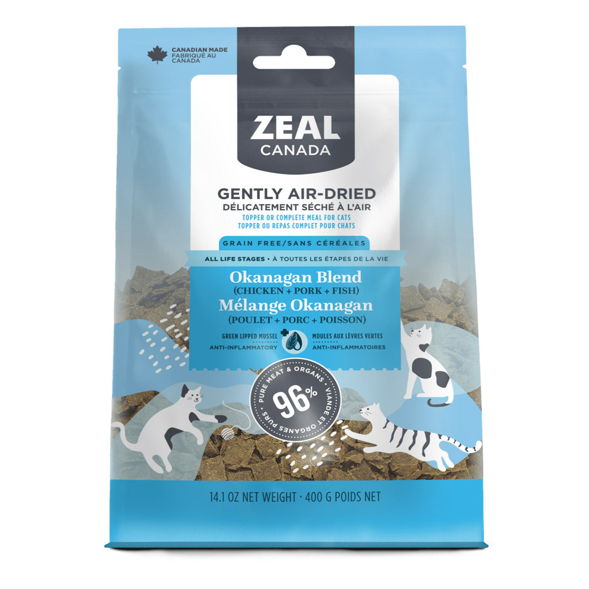ZEAL CANADA Gently Air Dried Okanagan Blend (Fish, Chicken and Pork) for Cats (400gr)