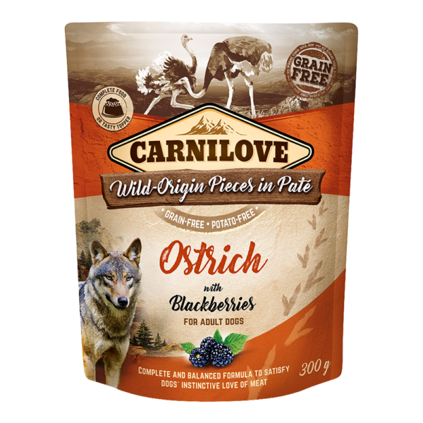 CARNILOVE Ostrich With Blackberries For Adult Dogs (12 Pouches)