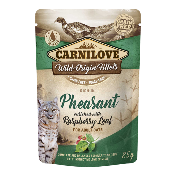 CARNILOVE Pheasant Enriched With Raspberry Leaves For Adult Cats (24 Pouches)