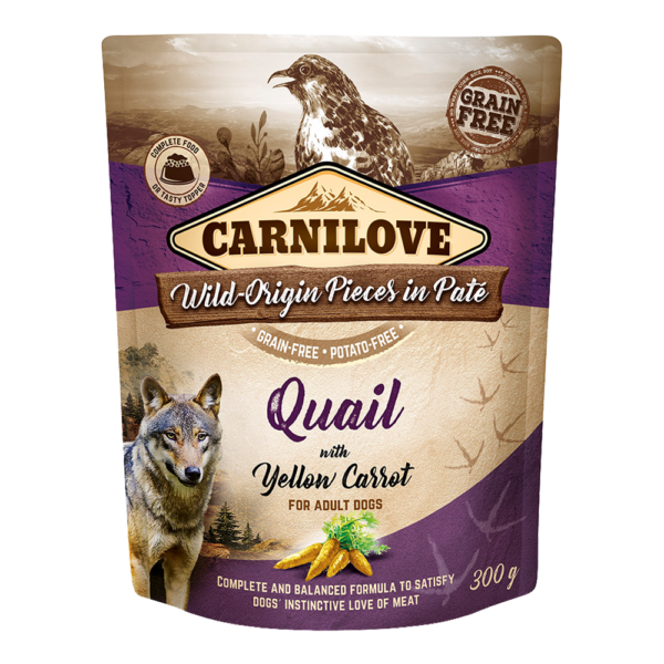 CARNILOVE Quail with Yellow Carrot For Adult Dogs  (12 Pouches)