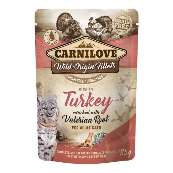 CARNILOVE Turkey Enriched With Valerian Root For Adult Cats (24 Pouches)