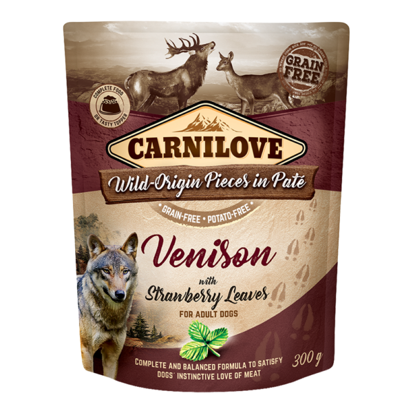 CARNILOVE Venison With Strawberry Leaves For Adult Dogs (12 Pouches)
