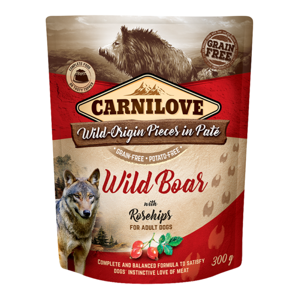 CARNILOVE Wild Boar With Rosehip For Adult Dogs (12 Pouches)