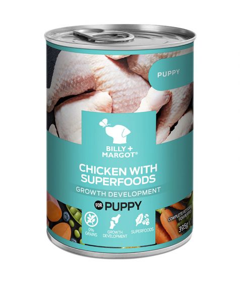 BILLY+MARGOT Puppy Chicken with Superfoods Can (395gr Can)